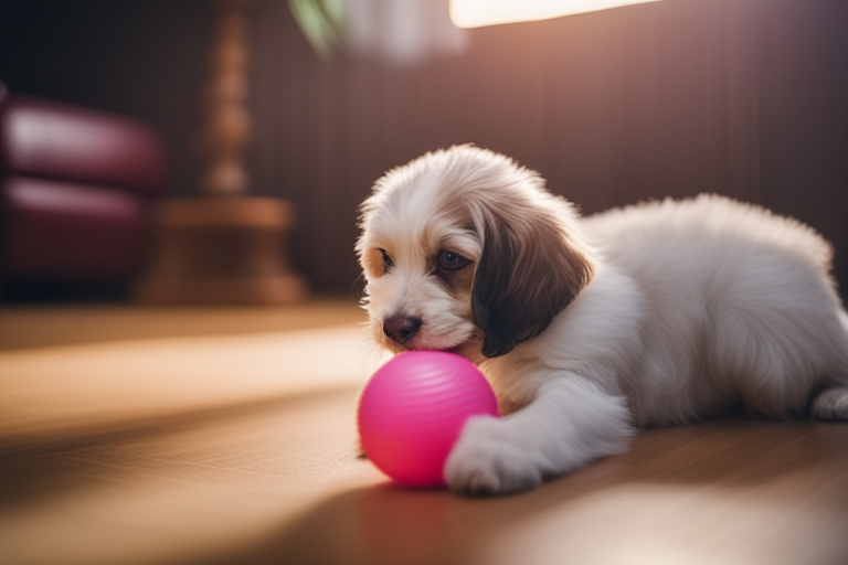 Image of a pet playing with their favorite toy